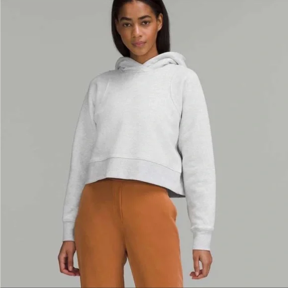 ❤️LULULEMON LOUNGEFUL CROPPED HOODIE/JACKET-HEATHERED ULTRA LIGHT GREY-14❤️ - Picture 7 of 16